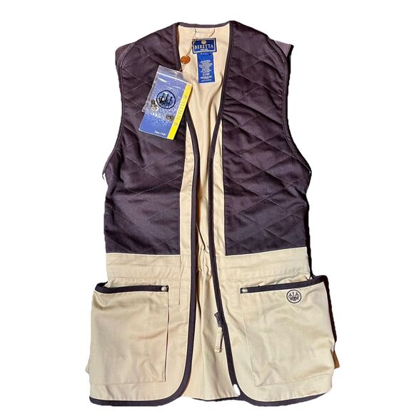 Beretta Shooting Trap Vest GT041 Cotton Cornstalk Coffee Bean Men’s XS - Picture 1 of 8